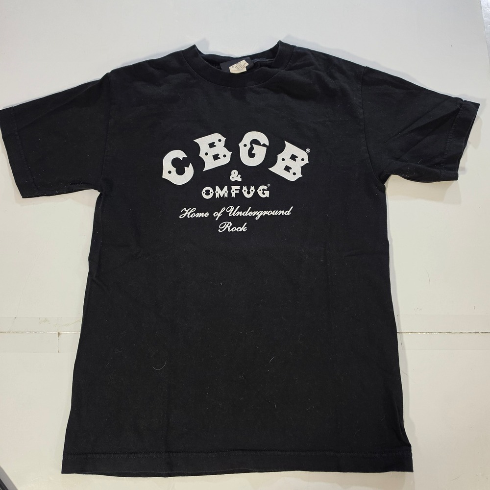 Vtg 90s CBGB OMFUG Home of Underground Rock Black Graphic T-Shirt Mens Small S